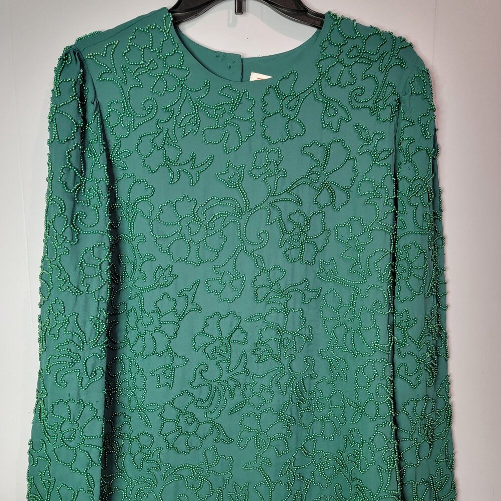 Talbots Teal Beaded Top
